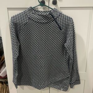 T by Talbots knit long sleeve top, size xs blue white print